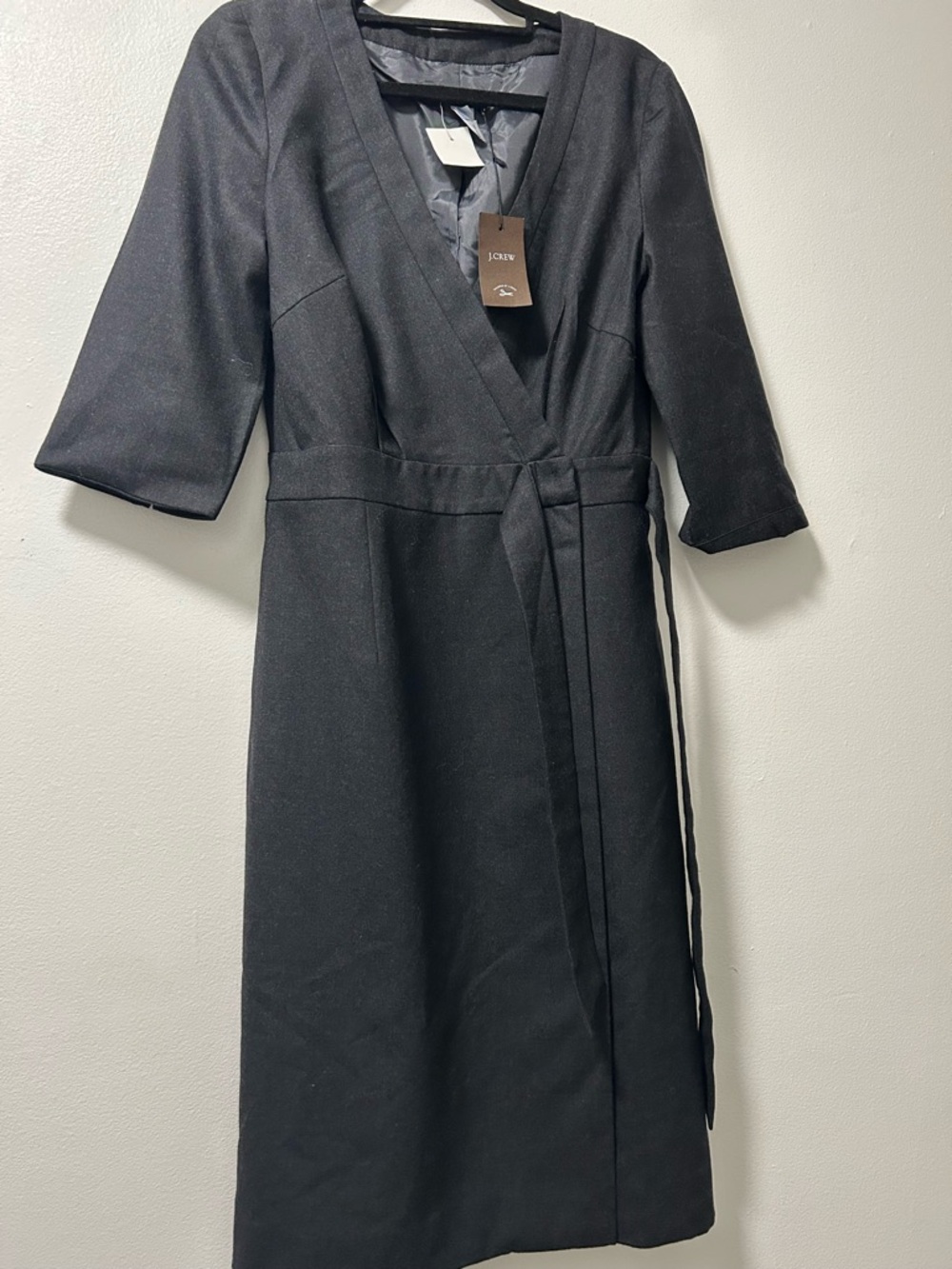 J. Crew Black Wrap Dress with Tie Waist